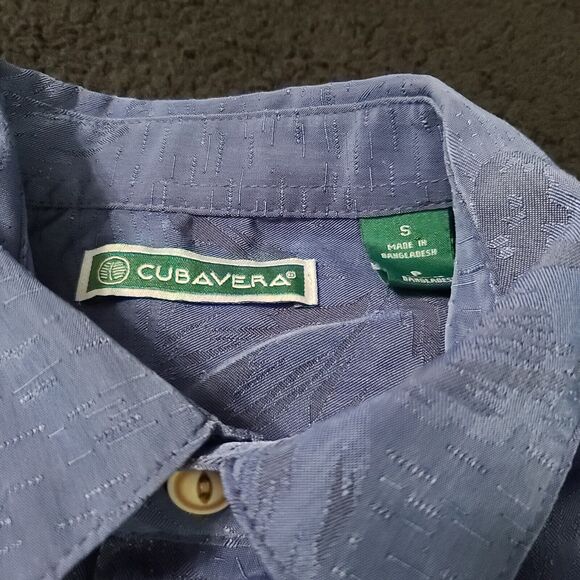 Cubavera Mens Button-Up Shirt Blue Size Small Polyester Short Sleeve Collar - Picture 5 of 12